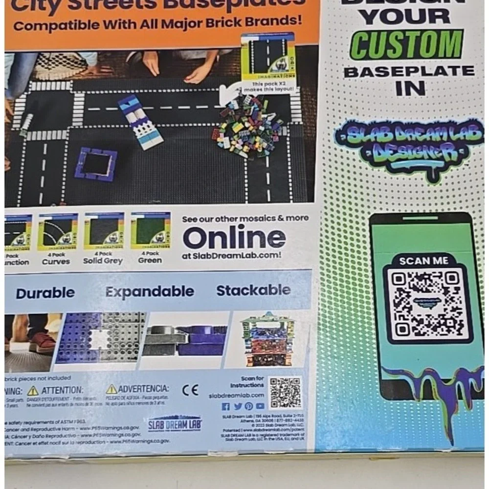 NEW City Streets Baseplate 4 Pack Set by Slab Dream‎ Lab LEGO Compatible